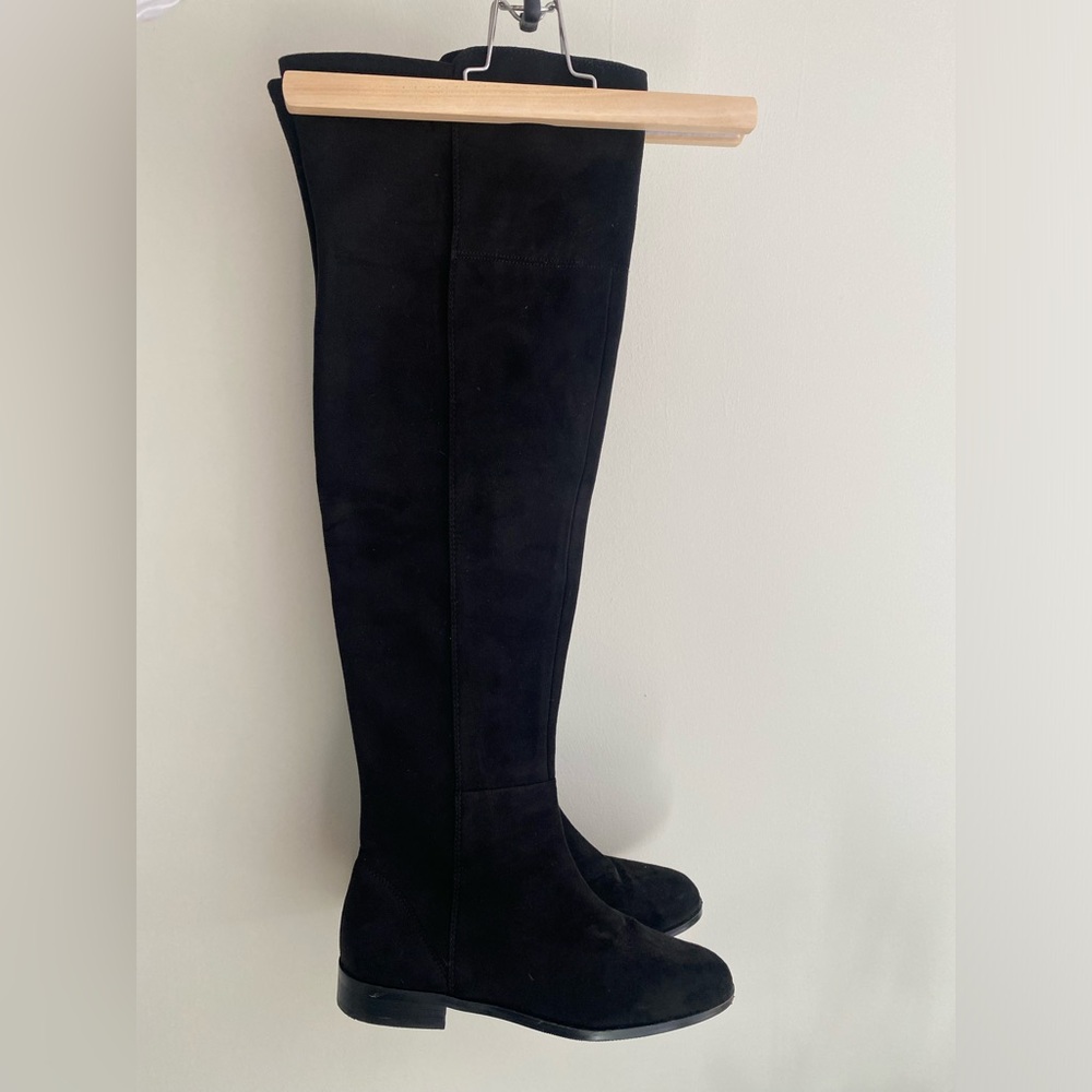 Ann Taylor Black Suede Over-the-Knee Boots